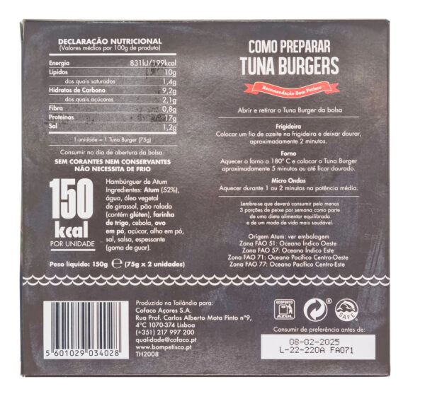 Bom Petisco tonhalburger, 2x75 g